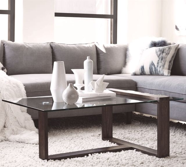 Magnussen Home® Bristow Glass Top Rectangular Cocktail Table with Acorn Base-1