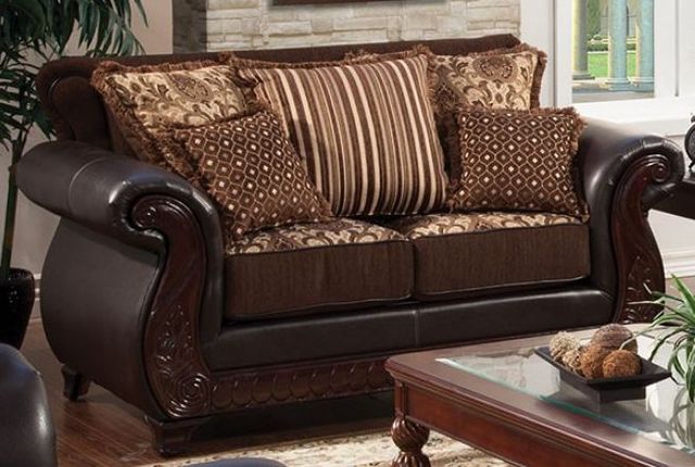 Furniture of America® Franklin 2-Piece Dark Brown/Tan Set-1