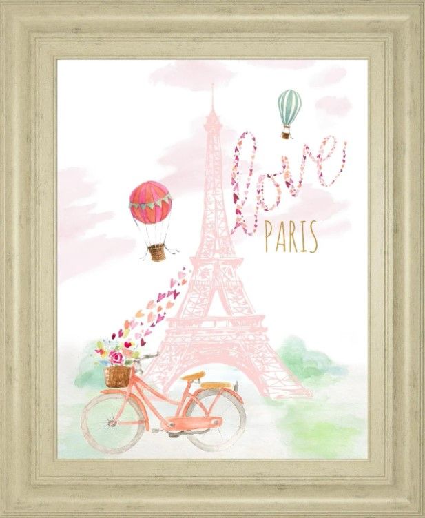 Classy Art Pink Eiffel Bike Ride by LanieLoreth Wall Art-0