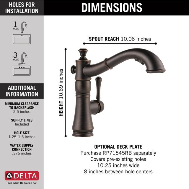 Delta Cassidy® Venetian Bronze Single Handle Pull-Out Kitchen Faucet-2