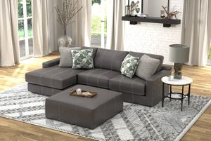 iAmerica Aurora Steel Leather Left Arm Chaise Sofa