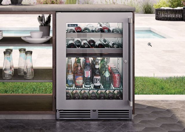 Perlick® Marine & Coastal Series 24" 5.2 Cu. Ft. Stainless Steel Glass Door Built-In Beverage Center-1