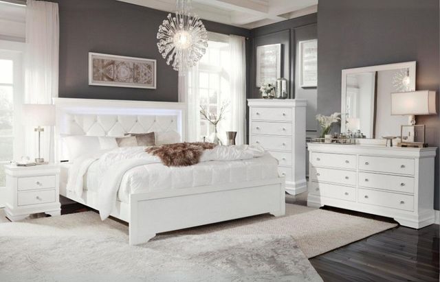 Global Furniture USA Pompei 5-Piece White Youth Full Upholstered Panel Bedroom Set-1