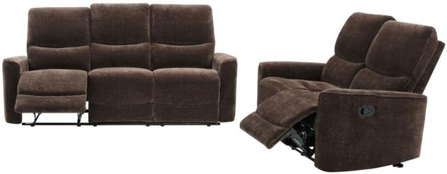 Coaster® Navarro 2-Piece Dark Brown Manual Upholstered Reclining Sofa Set-2
