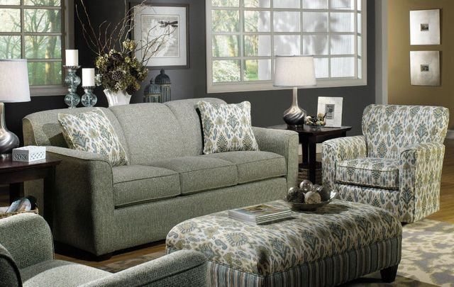 Craftmaster® Customizable Craftmaster Essentials Drawstring Back Three Cushion Sofa-1