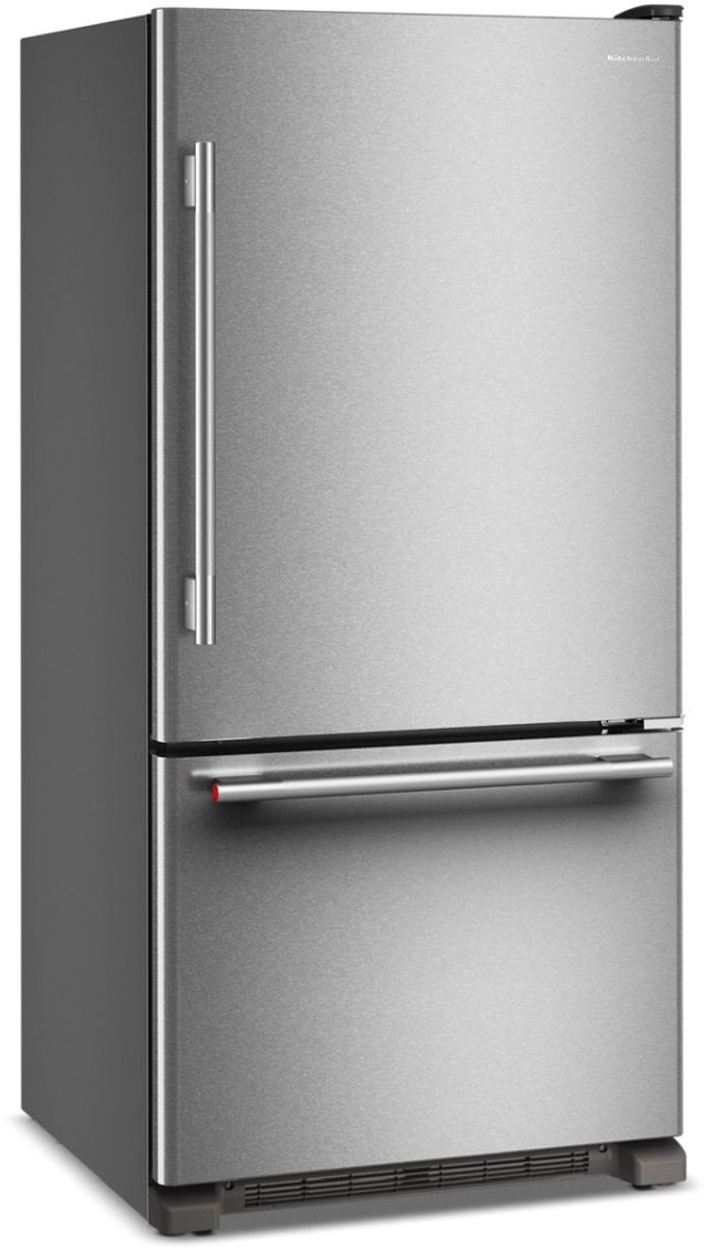 KitchenAid® 33" 22 Cu. Ft PrintShield® Stainless Steel Bottom Freezer Refrigerator with Right Door Swing-2