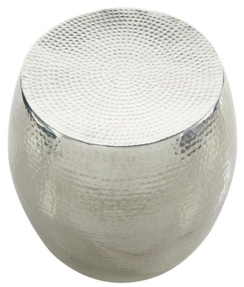 Deco Marche Silver Drum Shaped Accent Table-2