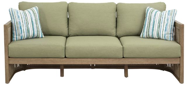 Signature Design by Ashley® Serena Shores Beige/Green Fabric/Wooden Outdoor Sofa-1