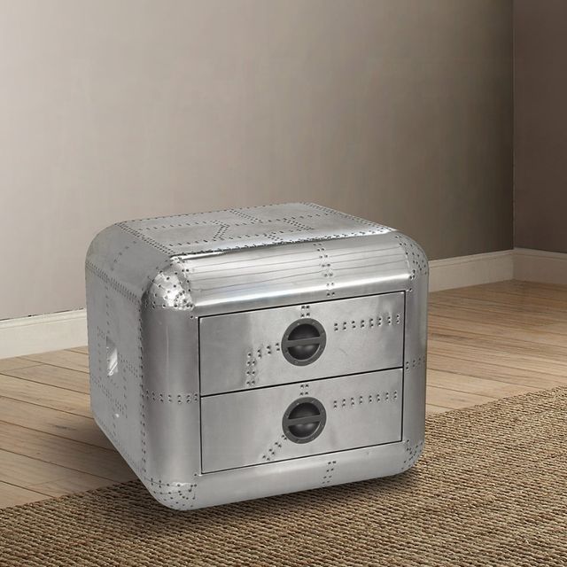 ACME Furniture Brancaster Aluminum Leather End Table -1