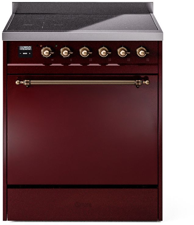 Ilve® Nostalgie II Series 30" Burgundy Pro Style Induction Range-0