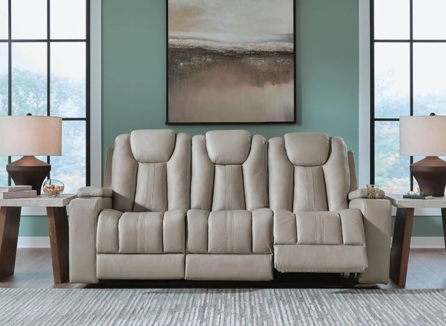 Signature Design by Ashley® Elevate Edges Coin Manual Reclining Sofa with Drop Down Table-2