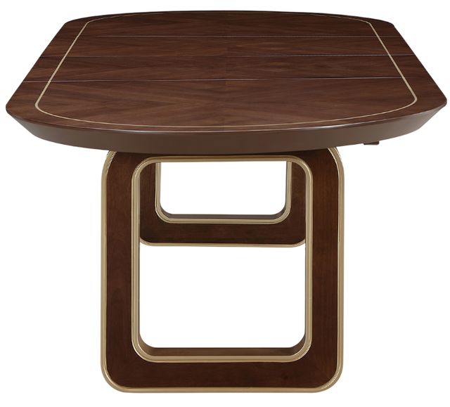 Michael Amini® Houston Walnut Oval Dining Table with Gold Base-3