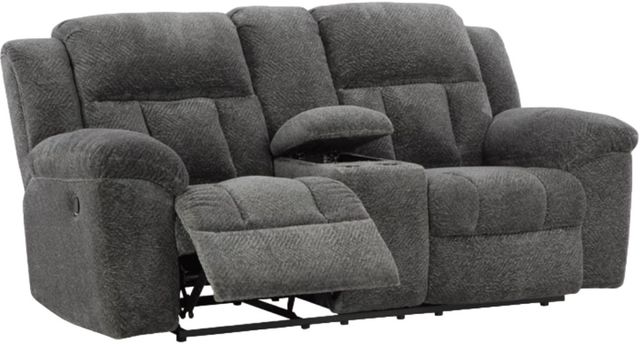 Signature Design by Ashley® Frohn Graphite Reclining Loveseat with Console-4