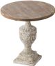 A & B Home Natural Round 31"D Side Table with Antique Off-White Base-0