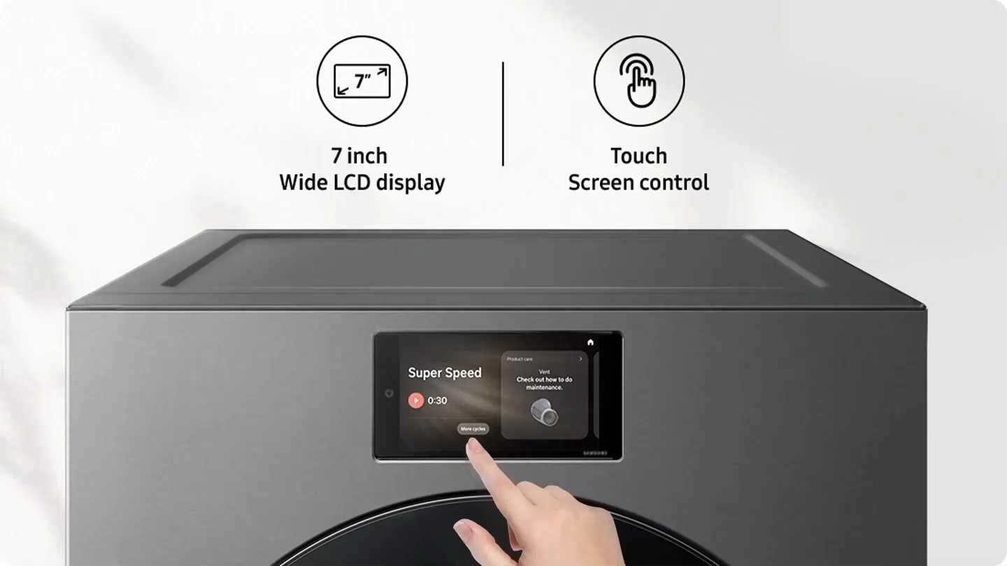Samsung WF90 Bespoke AI 7.6 Cu. Ft. Dark Steel Front Load Gas Dryer with AI Home & AI Optimal Dry