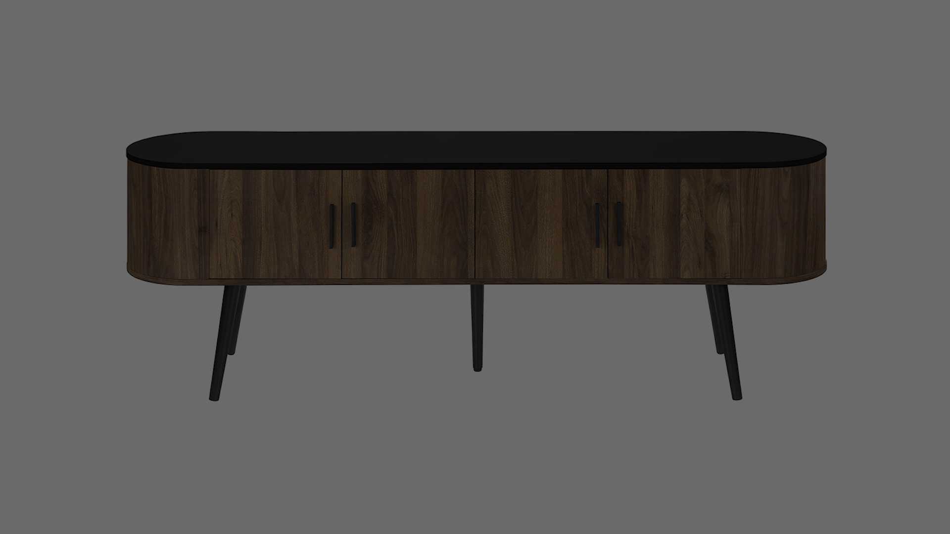 Monarch Specialties Inc. Black/Brown 72" TV Stand with Wood Look Doors