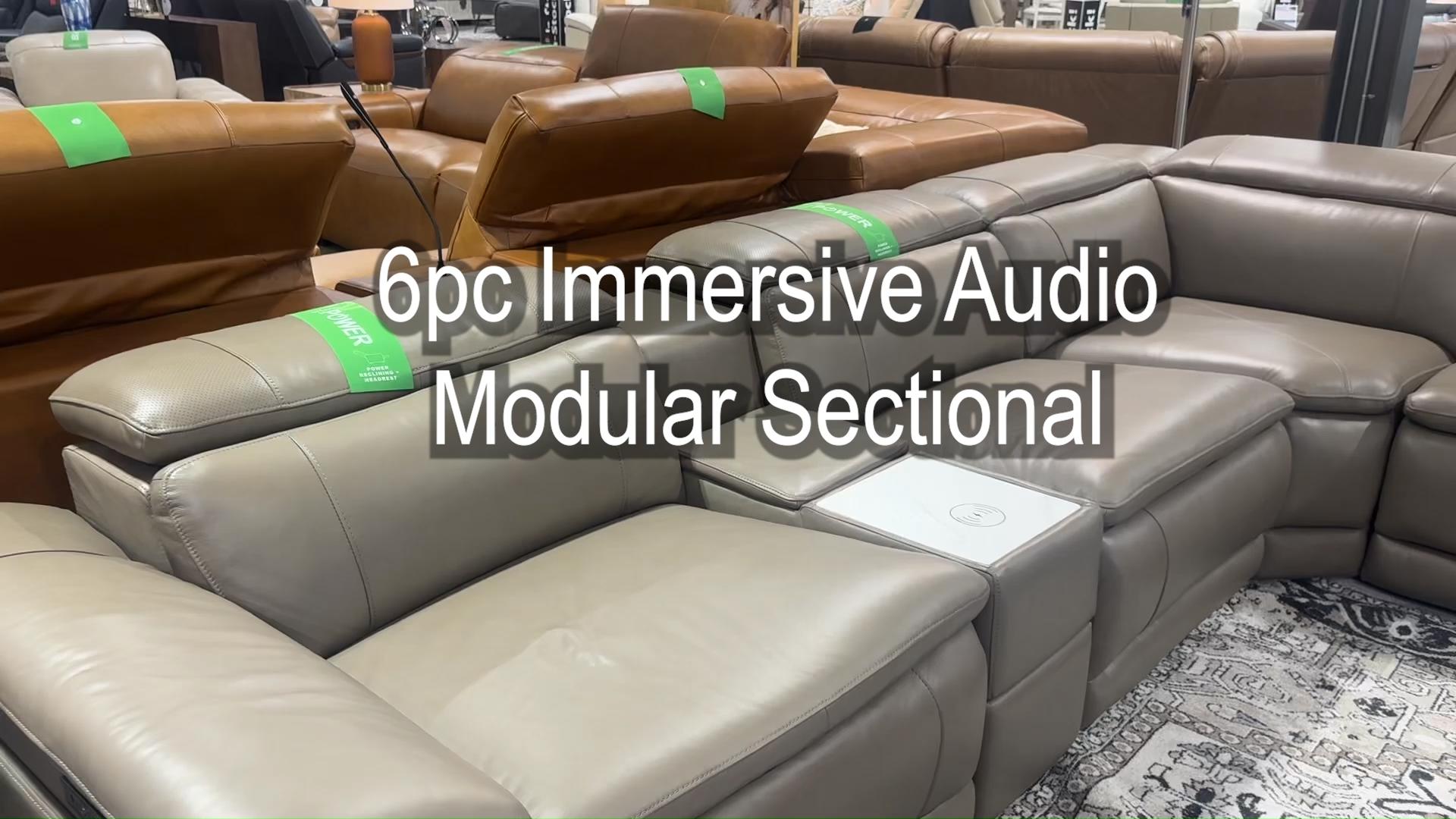 ManWah Cosmo Fog 6pc Immersive Audio Modular Leather Sectional